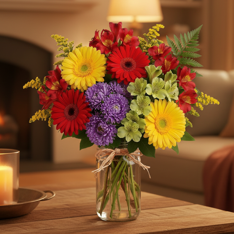 Hooray Bouquet in a Mason Jar - Flower Delivery New Zealand
