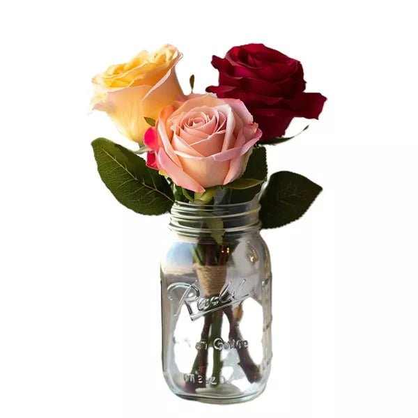 Assorted Roses in Mason Jar - Flower Delivery New Zealand