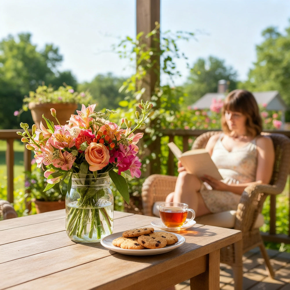 Breathtaking Blooms in Mason Jar - Flower Delivery New Zealand