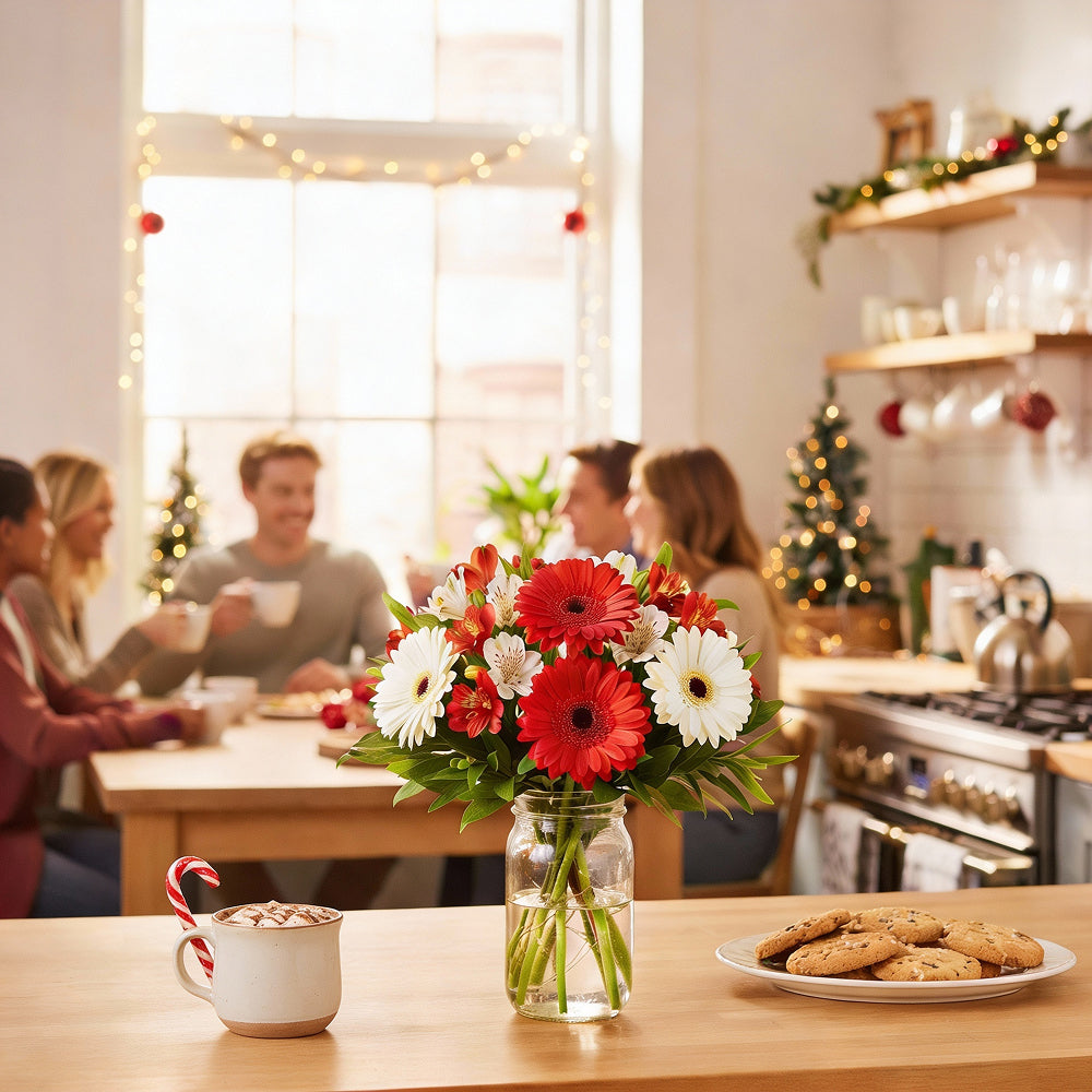 Christmas Flowers in Mason Jar III