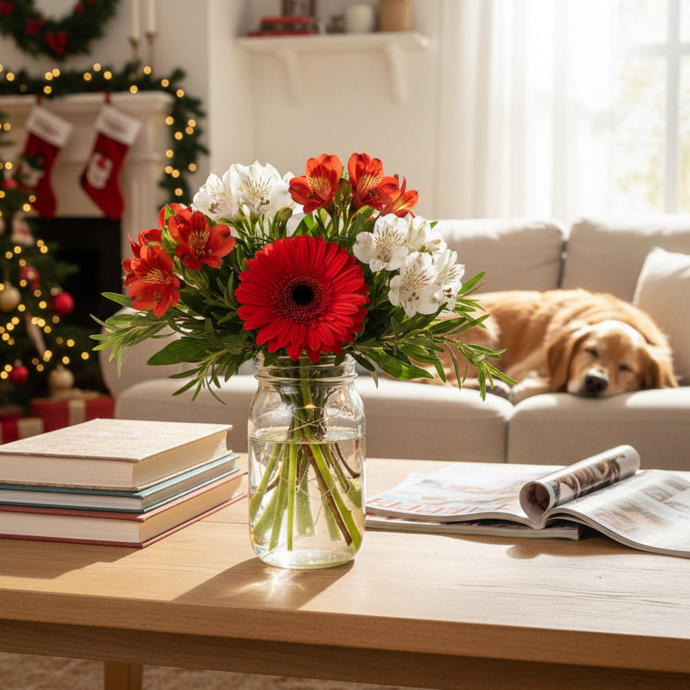 Christmas Lights Mason Jar Bouquet I