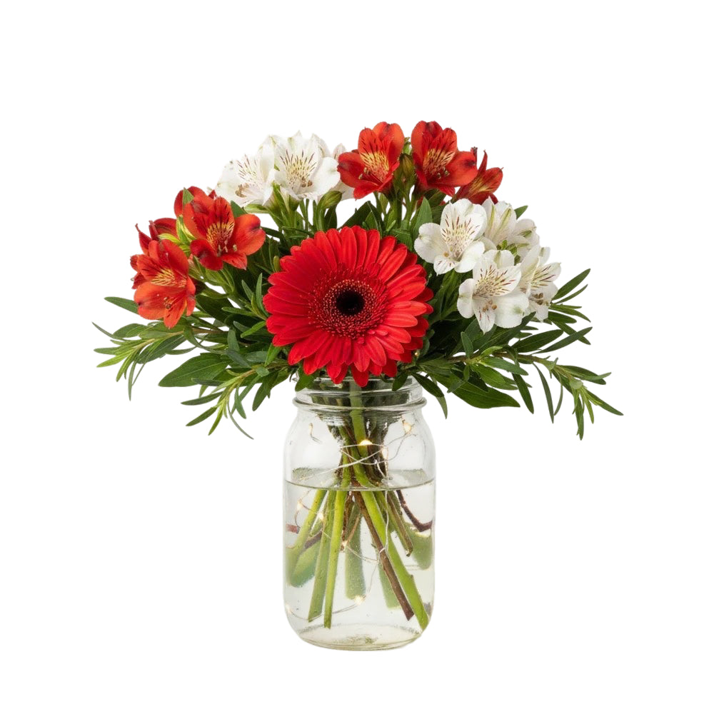 Christmas Lights Mason Jar Bouquet I