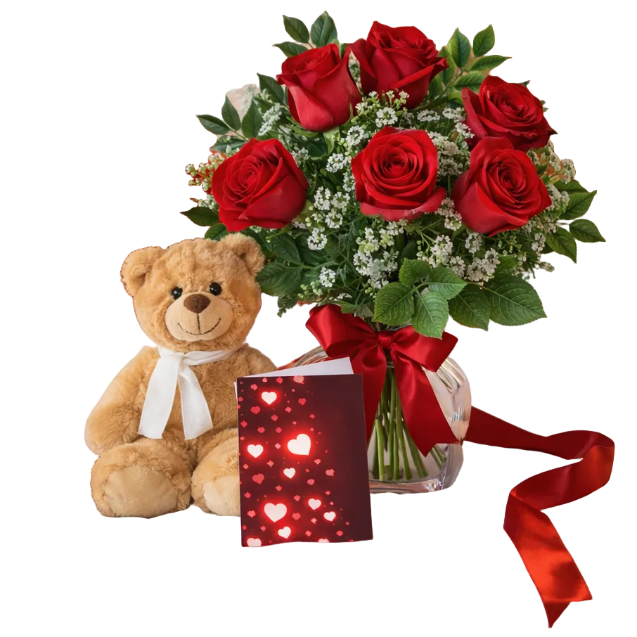 Half Dozen Sweetheart Rose Combo - Flower Delivery New Zealand