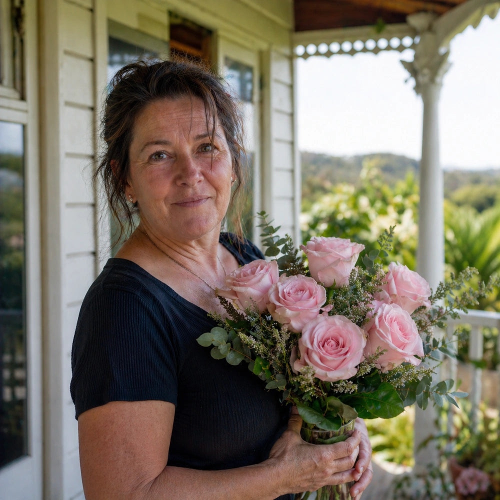 Half Dozen Pink Roses