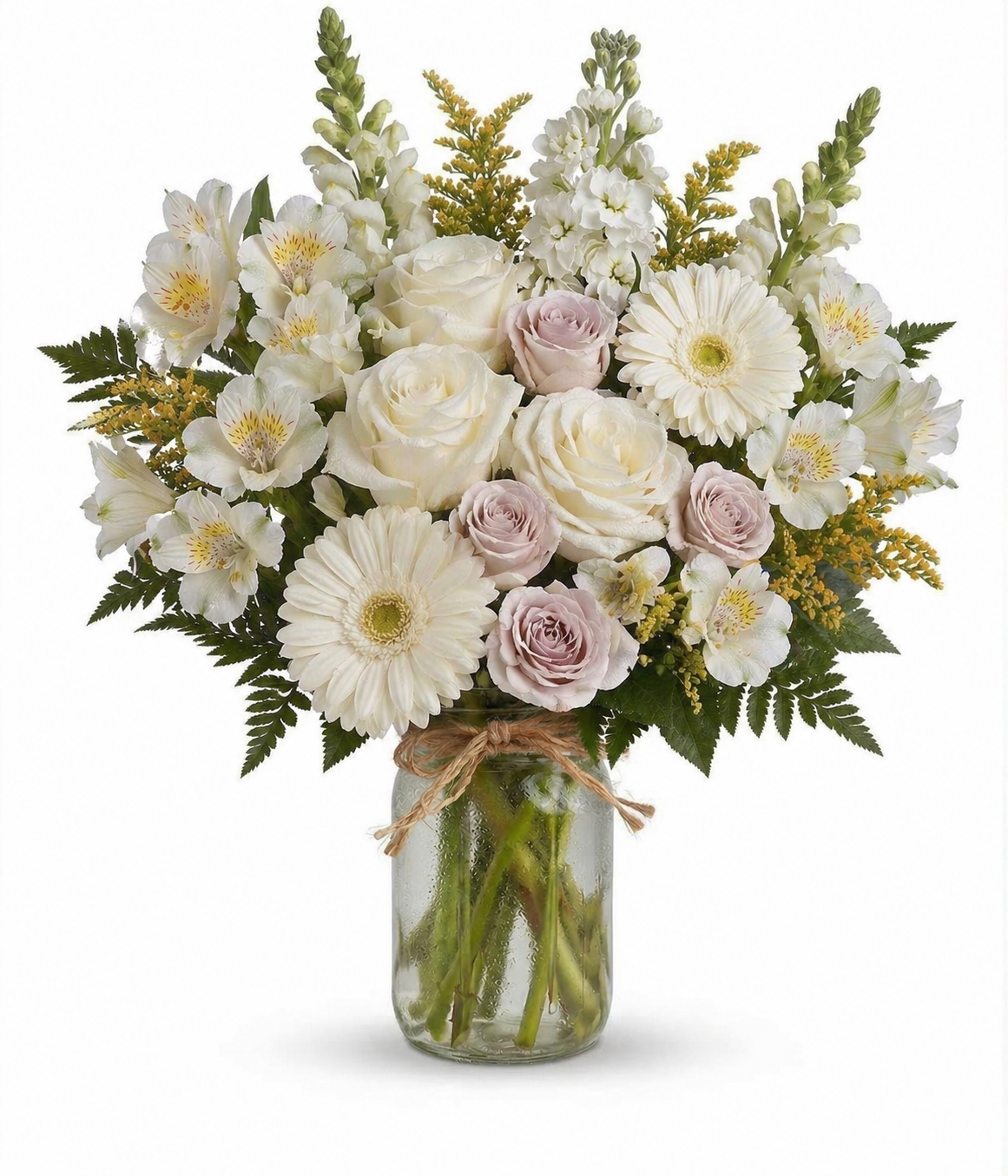Peaceful Clouds in Mason Jar - Flower Delivery New Zealand