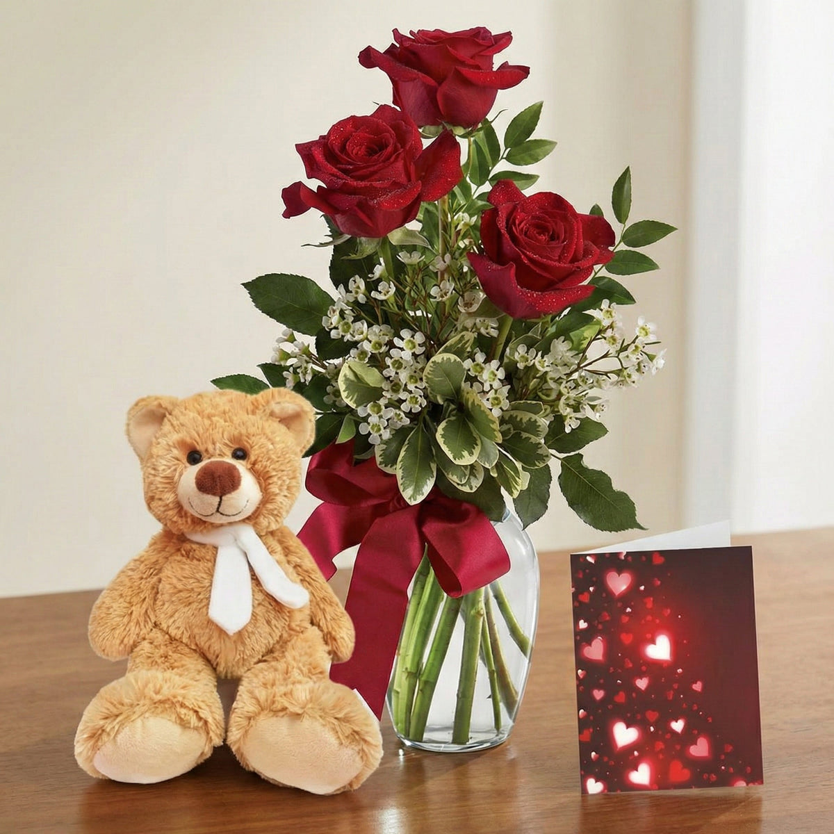 Rose, Teddy &amp; Card Special - Flower Delivery New Zealand