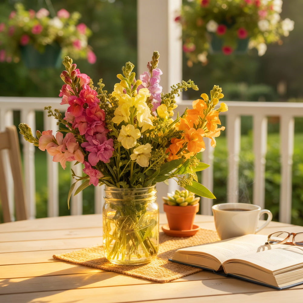 Super Snapdragons in Mason Jar - Flower Delivery New Zealand