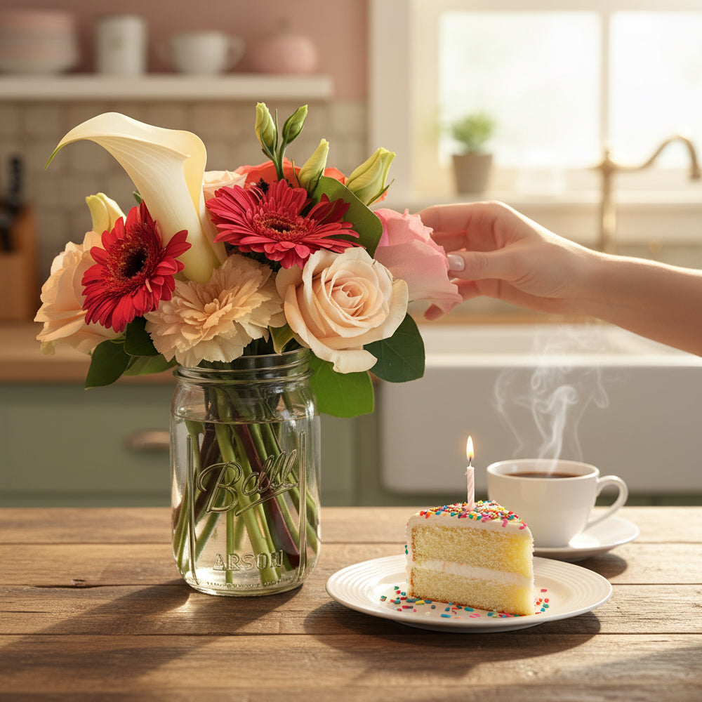 Sweet Summer in Mason Jar - Flower Delivery New Zealand