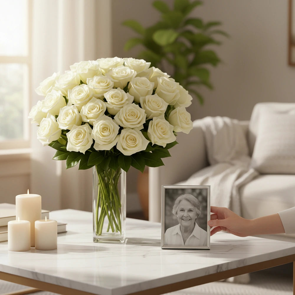 Three Dozen Long Stemmed White Roses - Flower Delivery New Zealand