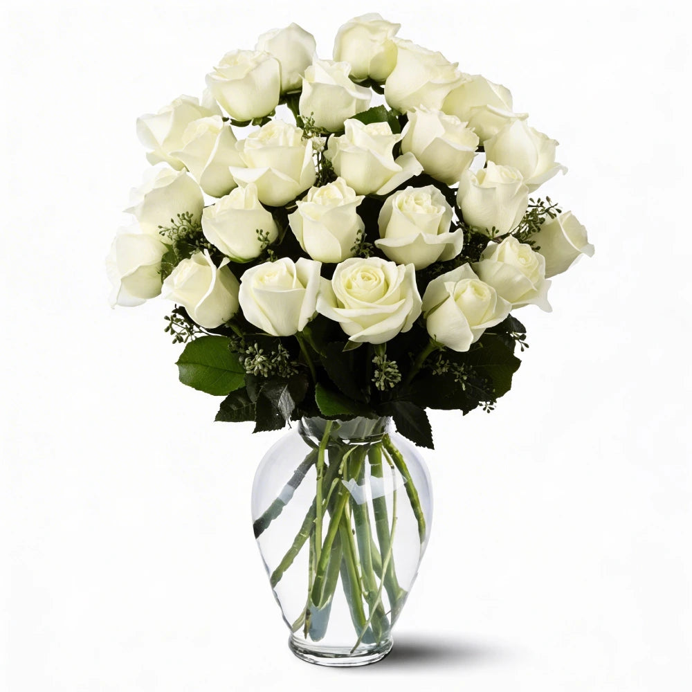 Two Dozen Long Stem White Roses - Flower Delivery New Zealand