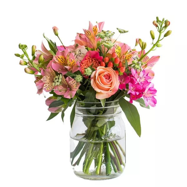 Breathtaking Blooms in Mason Jar - Flower Delivery New Zealand