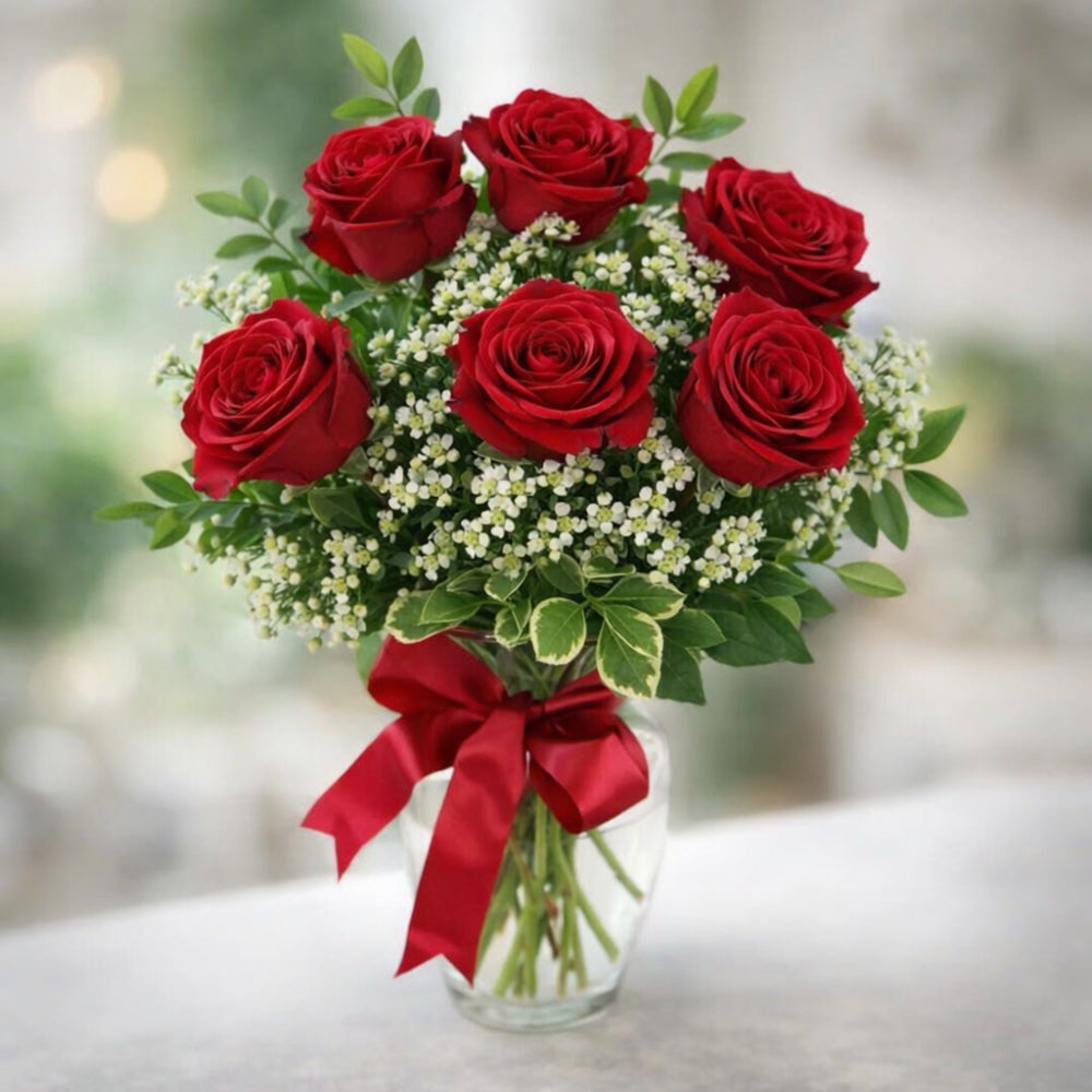 Half Dozen Long Stemmed Red Roses