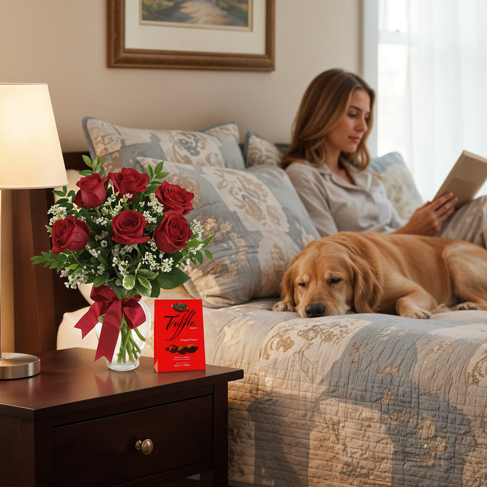 Half Dozen Long Stemmed Red Roses
