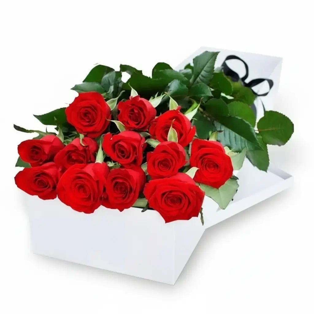 One Dozen Boxed Red Roses - Flower Delivery New Zealand